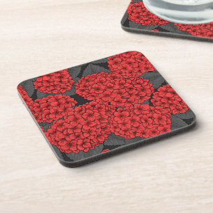 Red hydrangea coaster