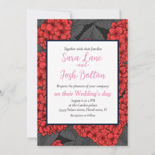 Red hydrangea invitation