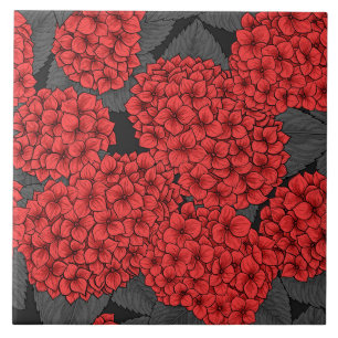 Red hydrangea tile