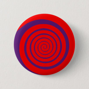 red hypnotic spiral image 6 cm round badge