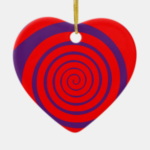 red hypnotic spiral image ceramic tree decoration
