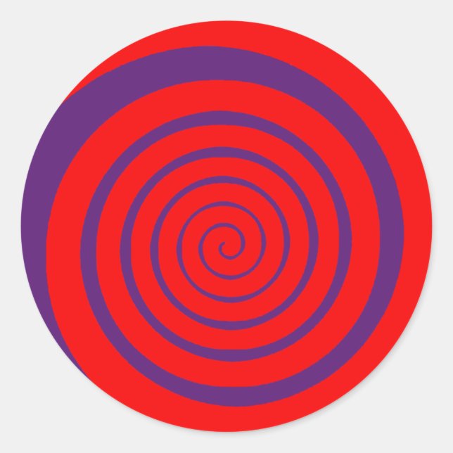 red hypnotic spiral image classic round sticker (Front)
