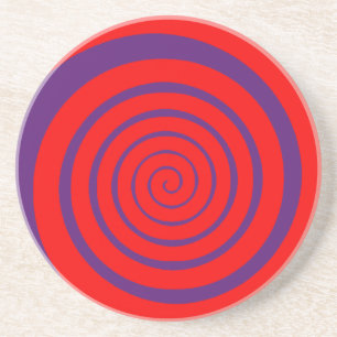 red hypnotic spiral image coaster
