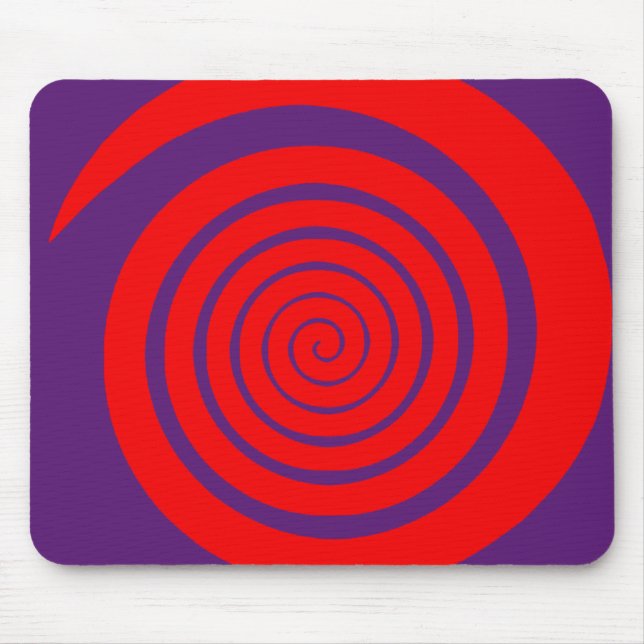 red hypnotic spiral image mouse mat (Front)