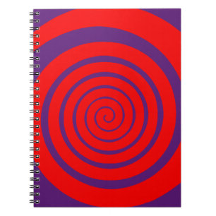red hypnotic spiral image notebook