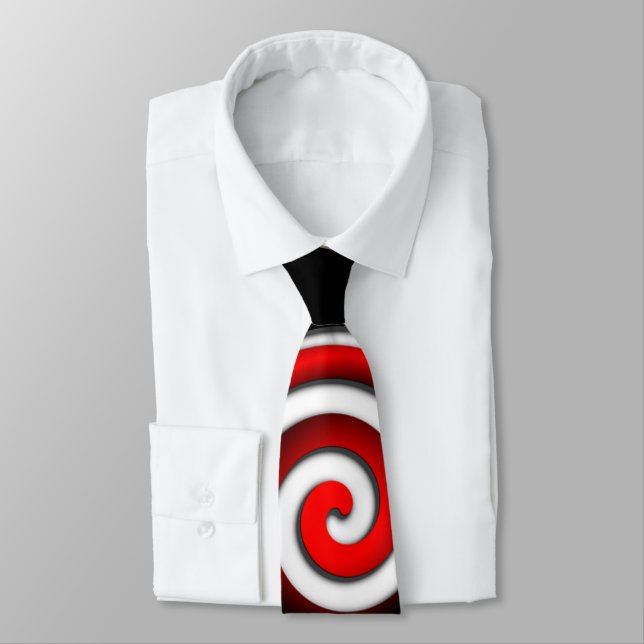 Red Hypnotic Spiral Tie (Tied)