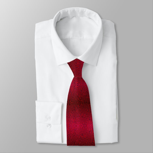 Red hypnotic twisted stripe of waves pattern tie (Tied)