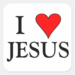Red I HEART JESUS Square Sticker