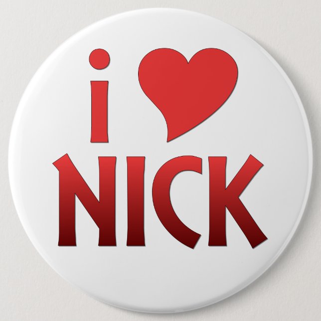 Red | I Heart Nick Extra Large Button (Front)