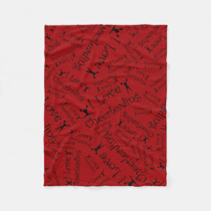 Red I love cheerleading Fleece Blanket