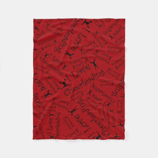 Red I love cheerleading Fleece Blanket (Front)
