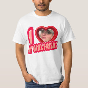 Red I Love My Girlfriend Photo Personalised T-Shirt