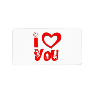Red I Love You Bookplate Book Labels