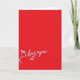 Red I Love You Floral Glossy Card