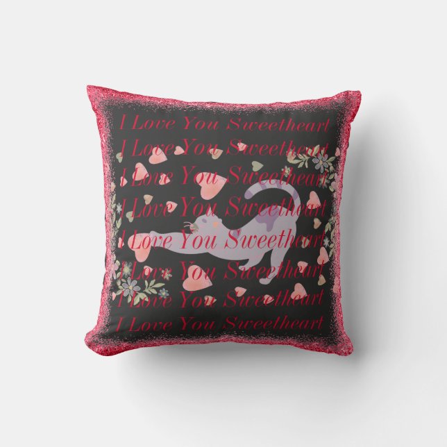 Red I Love You Keepsake Cute Modern Valentines Day Cushion (Front)
