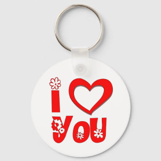 Red I Love You Minimalist Heart Button Key Ring