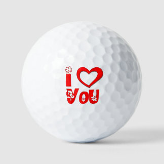 Red I Love You Minimalist Heart Golf Balls
