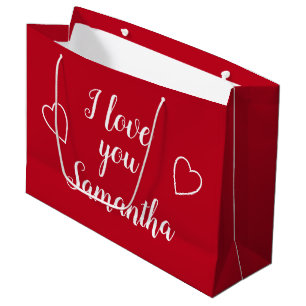Red I Love You Personalised Name Large Gift Bag