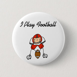 Red I Play Football 6 Cm Round Badge