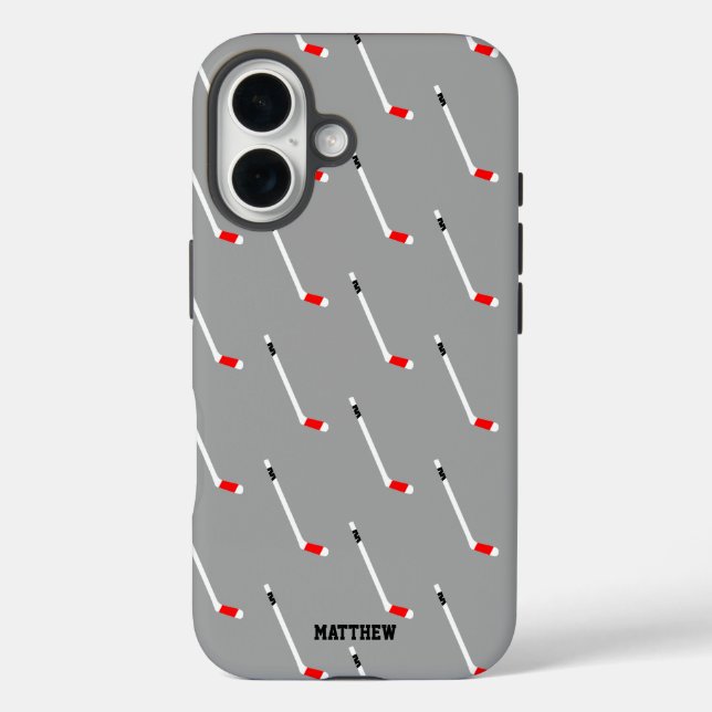 Red Ice Hockey Stick Pattern Personalised Case-Mate iPhone Case (Back)