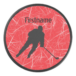 Red ice Player - Personalised Ice Hockey Puck