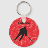 Red ice silhouette hockey player