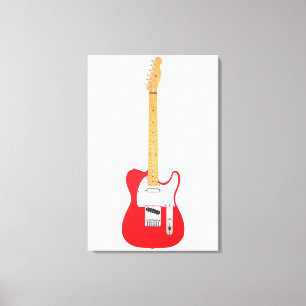 RED ICONIC ELECTRIC GUITAR 24x36 Canvas Print