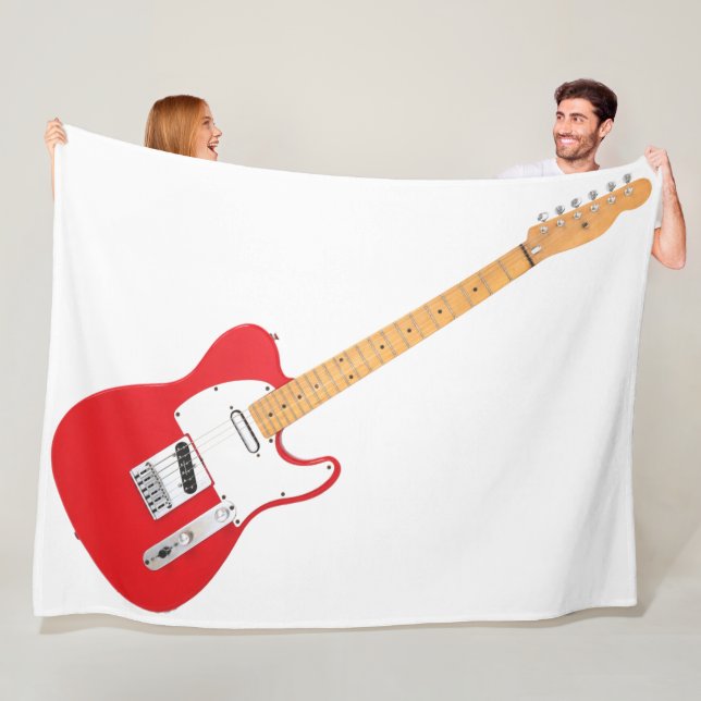 RED ICONIC ELECTRIC GUITAR FLEECE BLANKET (In Situ)