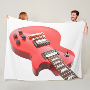 RED ICONIC ELECTRIC GUITAR FLEECE BLANKET