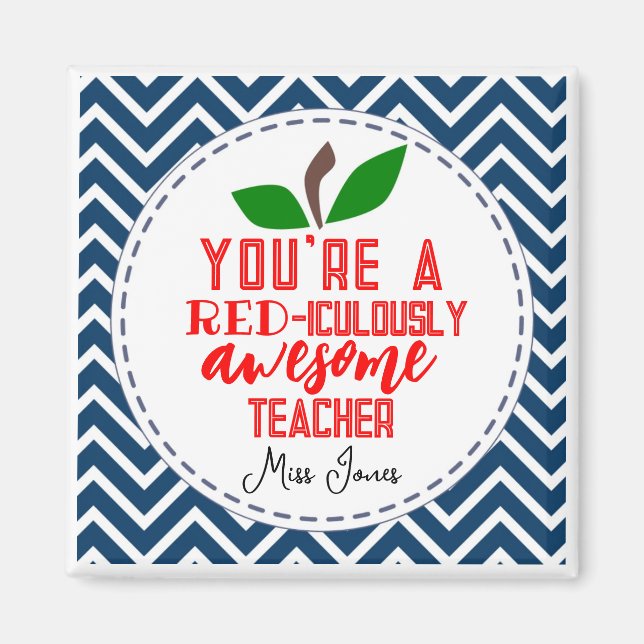 Red-iculously awesome teacher apple magnet (Front)