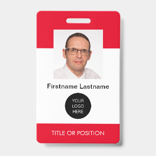 Red ID Photo Name Badge