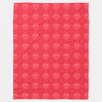 Red Ikat Style Heart Pattern Fleece Blanket