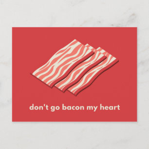 Red Illustrated Bacon Love Postcard