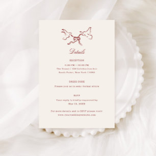 Red Illustrated Birds Whimsical Wedding Details Enclosure Card