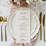Red Illustrated Swans Whimsical Wedding Menu<br><div class="desc">Celebrate your special day with our illustrated wedding menu,  where timeless beauty meets minimalist vintage charm. With a deep red,  hand drawn illustration of two swans.</div>