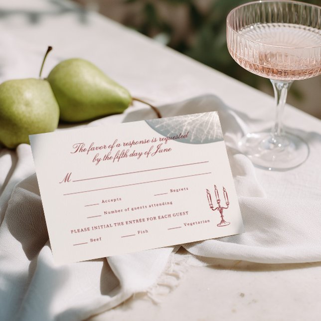Red Illustrated Whimsical Wedding RSVP Card (Creator Uploaded)