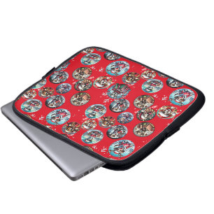 Red illustrative snowflake and dogs Santa gift Laptop Sleeve