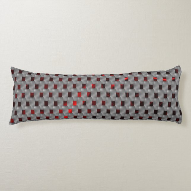 Red image under grey plates, rectangular shapes body cushion (Front)