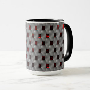 Red image under grey plates, rectangular shapes mug