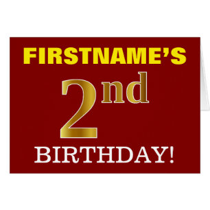 Red, Imitation Gold "2nd BIRTHDAY" Birthday Card