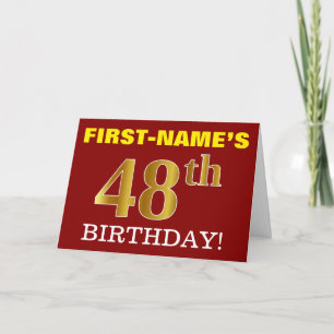 Red, Imitation Gold "48th BIRTHDAY" Birthday Card