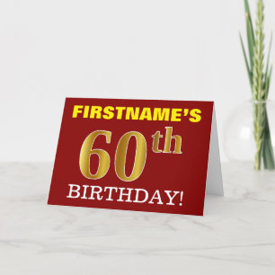 Red, Imitation Gold "60th BIRTHDAY" Birthday Card