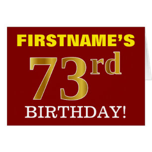 Red, Imitation Gold "73rd BIRTHDAY" Birthday Card