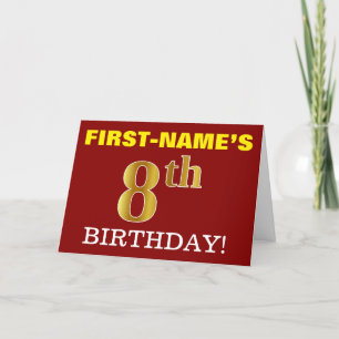 Red, Imitation Gold "8th BIRTHDAY" Birthday Card