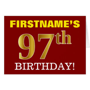 Red, Imitation Gold "97th BIRTHDAY" Birthday Card