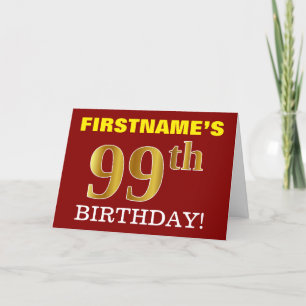 Red, Imitation Gold "99th BIRTHDAY" Birthday Card