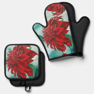 Red in Furry Oven Mitt & Pot Holder Set