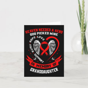Red In Memory Of Granddaughter Heart Disease Aware Card