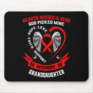 Red In Memory Of Granddaughter Heart Disease Aware Mouse Mat