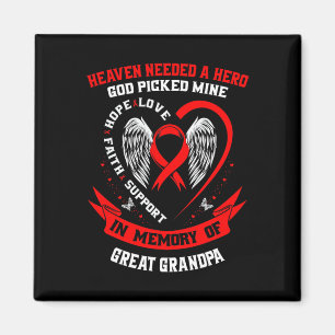 Red In Memory Of Great Grandpa Heart Disease Aware Magnet